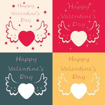 Vector set of happy valentine day cards Stock Illustration
