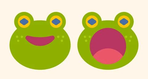 Vector set head of frog in flat style. Cute head of frog for kids. Illustrazione stock