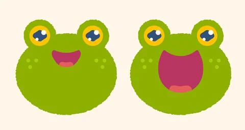 Vector set head of frog in flat style. Cute head of frog for kids. Stock Illustration