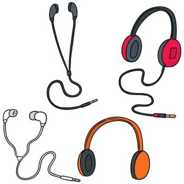 Vector set of headphone and earpiece Stock Illustration