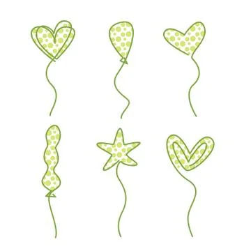 Vector Set Heart Balloons Star With Circles Illustrazione stock
