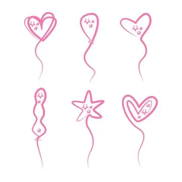 Vector Set Heart Balloons Star With Stars Illustrazione stock