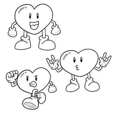 Vector set of heart cartoon Stock Illustration