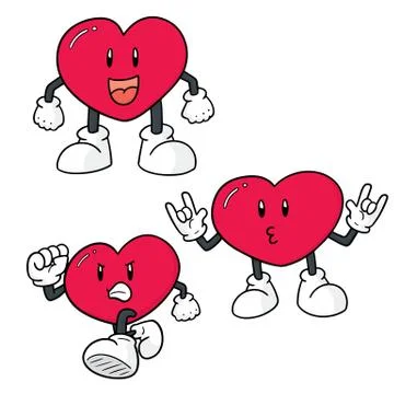 Vector set of heart cartoon Stock Illustration