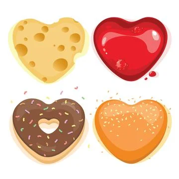 Vector set of heart shaped buns Stock Illustration