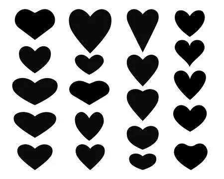 Vector set of hearts different shape. Valentine s day icon collection Stock Illustration