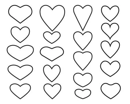 Vector set of hearts different shape. Valentine s day icon collection Stock Illustration