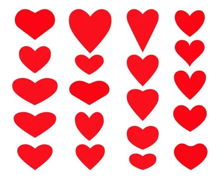 Vector set of hearts different shape. Valentine s day icon collection Stock Illustration
