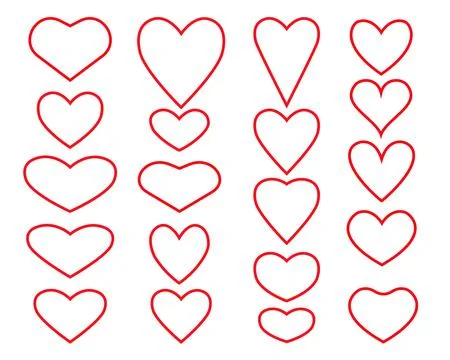 Vector set of hearts different shape. Valentine s day icon collection Stock Illustration