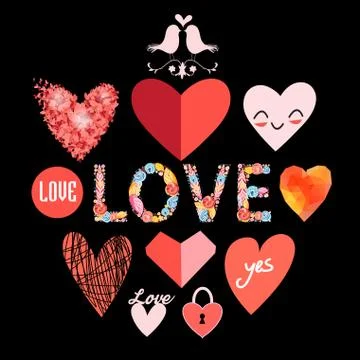 Vector set hearts Stock Illustration