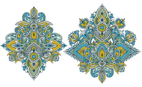 Vector set of henna floral elements Stock Illustration