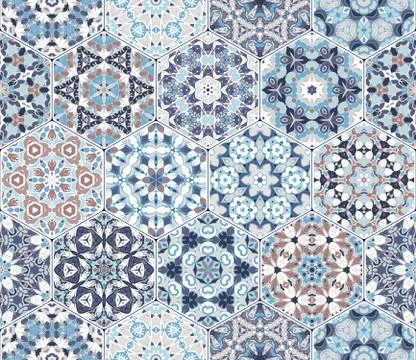 Vector set of hexagonal elements. Stockillustratie