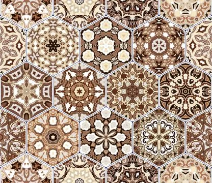 Vector set of hexagonal elements. Stockillustratie