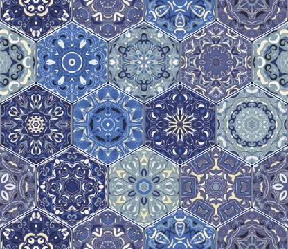 Vector set of hexagonal elements. Stockillustratie