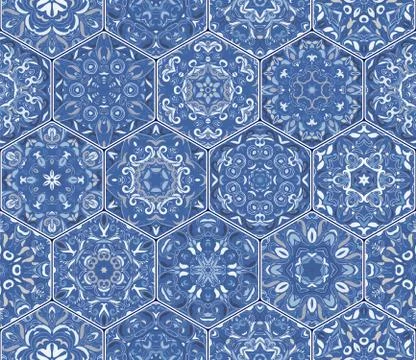 Vector set of hexagonal elements. Illustrazione stock