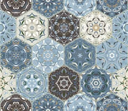 Vector set of hexagonal elements. 스톡 일러스트