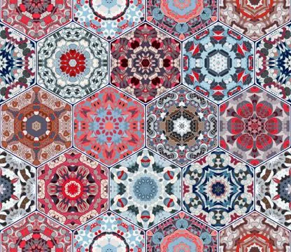 Vector set of hexagonal elements. Stockillustratie