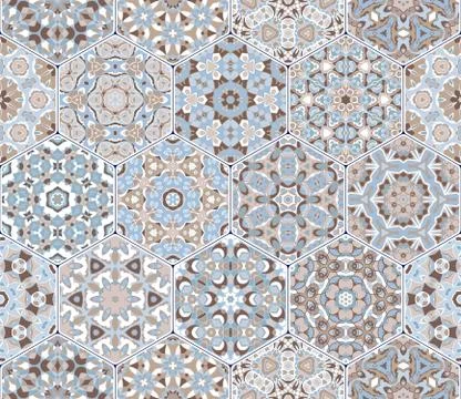Vector set of hexagonal patterns. 스톡 일러스트