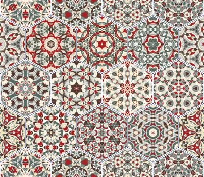 Vector set of hexagonal patterns. 스톡 일러스트