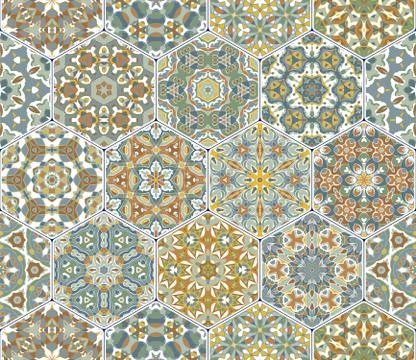 Vector set of hexagonal patterns. Illustrazione stock