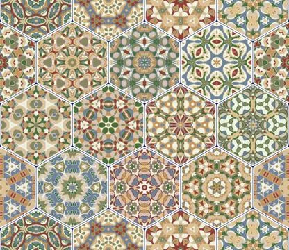 Vector set of hexagonal patterns. 스톡 일러스트