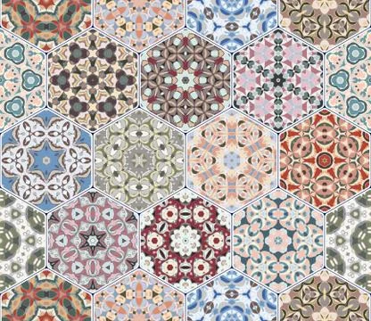 Vector set of hexagonal patterns. 스톡 일러스트