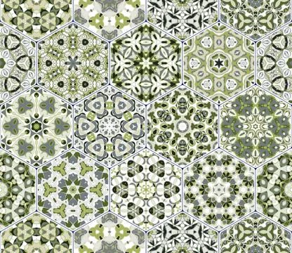 Vector set of hexagonal patterns. Illustrazione stock
