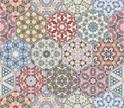 Vector set of hexagonal patterns. 스톡 일러스트