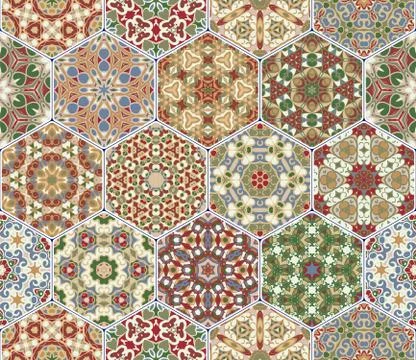 Vector set of hexagonal patterns. 스톡 일러스트