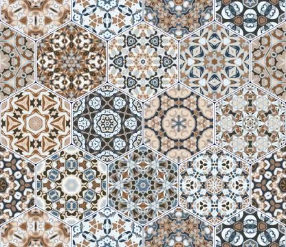 Vector set of hexagonal patterns. Illustrazione stock