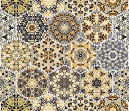 Vector set of hexagonal patterns. Illustrazione stock