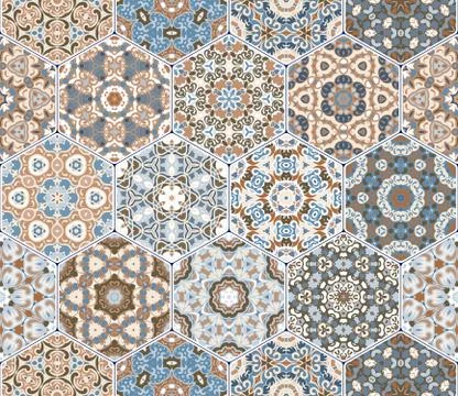 Vector set of hexagonal patterns. 스톡 일러스트