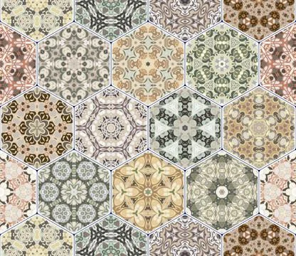 Vector set of hexagonal patterns. 스톡 일러스트