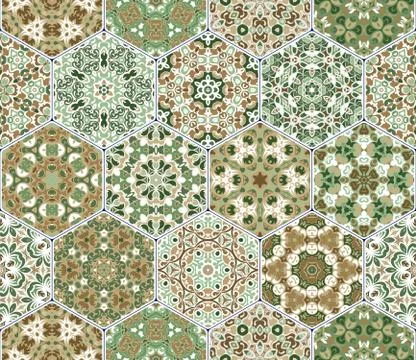 Vector set of hexagonal patterns. Stock Illustration