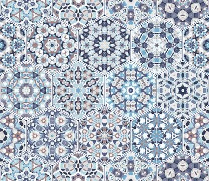 Vector set of hexagonal patterns. Illustrazione stock