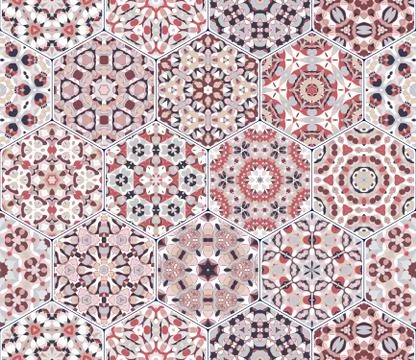 Vector set of hexagonal patterns. イラスト素材