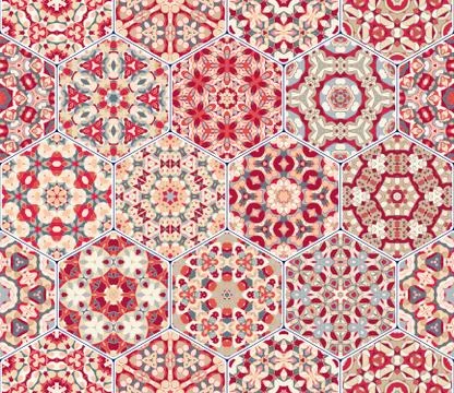 Vector set of hexagonal patterns. Illustrazione stock