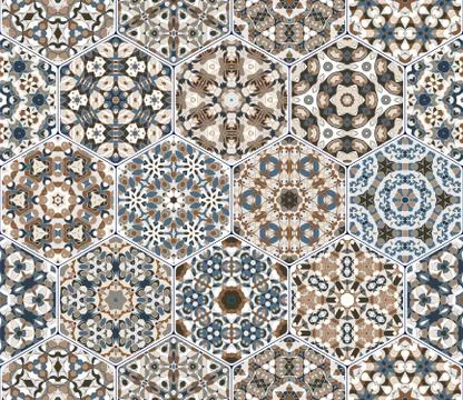 Vector set of hexagonal patterns. Illustrazione stock