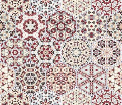 Vector set of hexagonal patterns. 스톡 일러스트