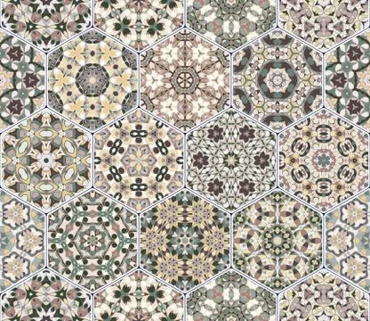 Vector set of hexagonal patterns. Stockillustratie