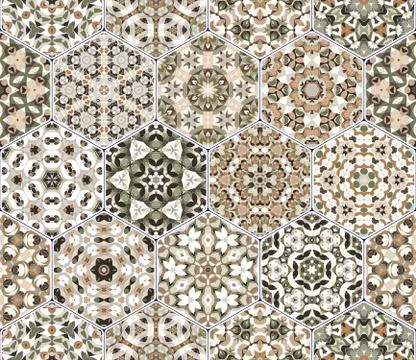 Vector set of hexagonal patterns. Illustrazione stock