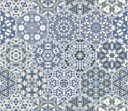 Vector set of hexagonal patterns. 스톡 일러스트