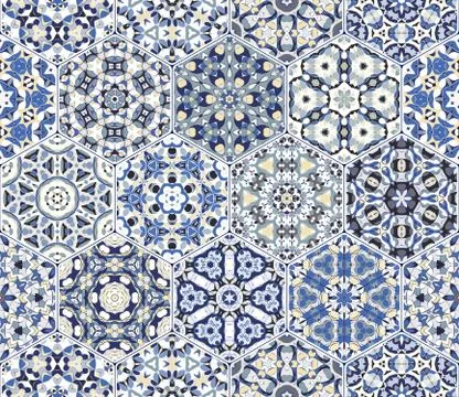 Vector set of hexagonal patterns. Stockillustratie