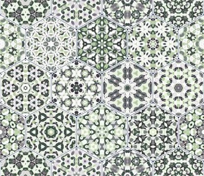 Vector set of hexagonal patterns. Illustrazione stock