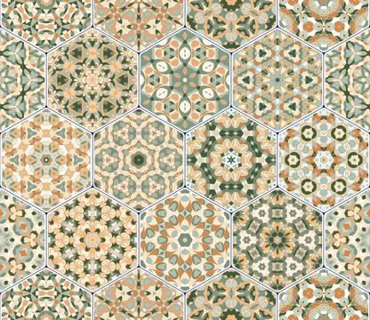 Vector set of hexagonal patterns. Ilustración de archivo