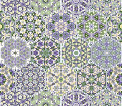 Vector set of hexagonal patterns. Illustrazione stock