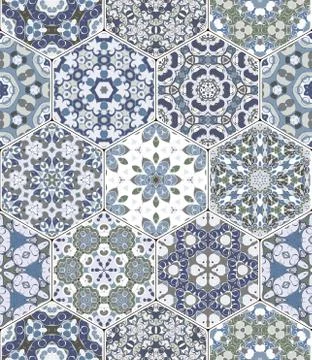 Vector set of hexagonal patterns. Illustrazione stock