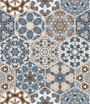 Vector set of hexagonal patterns. Illustrazione stock