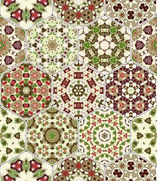 Vector set of hexagonal patterns. Stock Illustration
