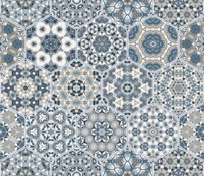 Vector set of hexagonal patterns. Illustrazione stock